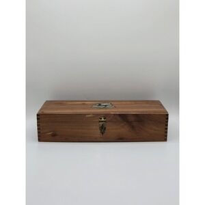 Vintage Wooden Box Western Horse Rider Decal Cedar Dovetail Storage Chest 12.5"